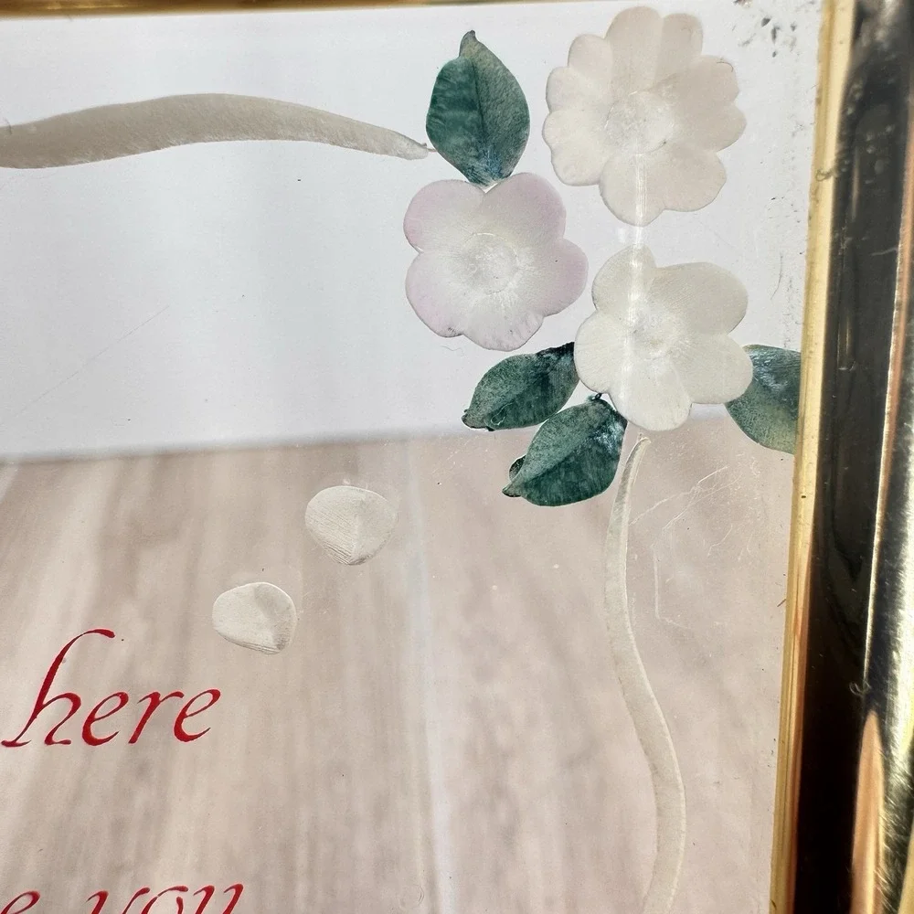 Vintage‎ Gold Glass Frame Romantic Poem Floral Wedding Love Quote 5x4